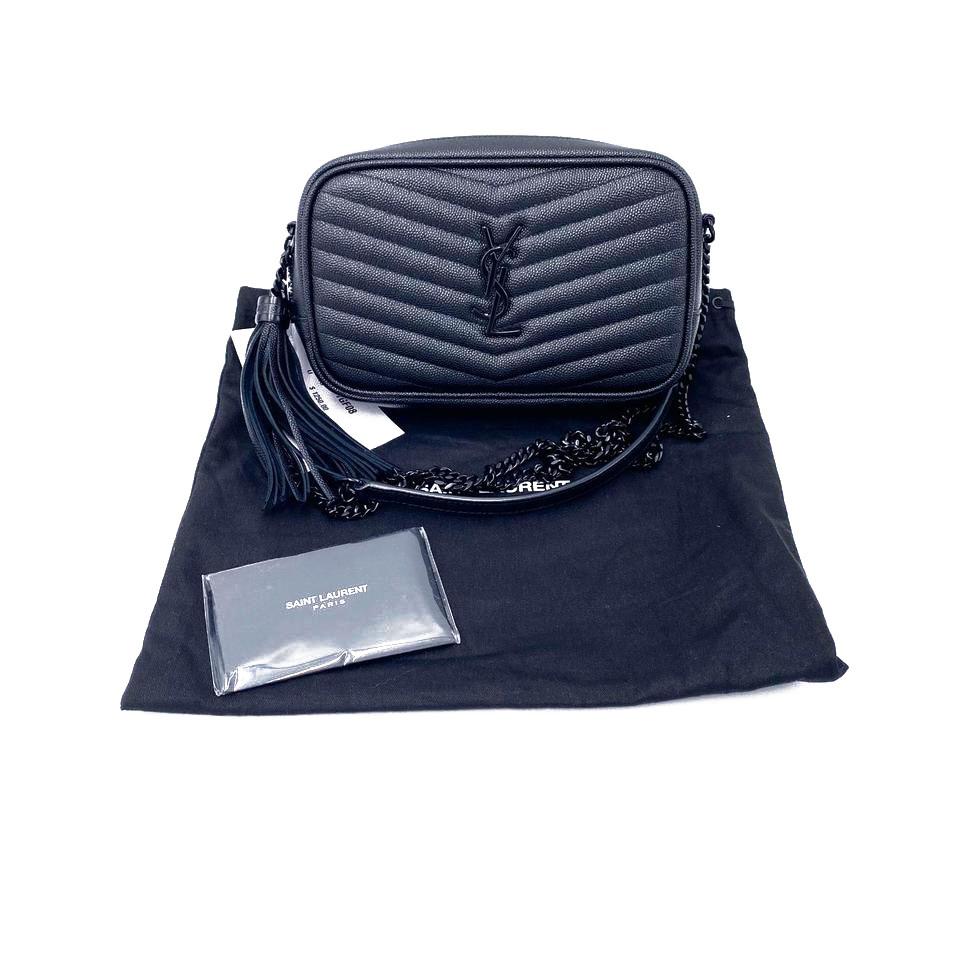 Saint Laurent Lou Monogram Camera Mini Black Leather Cross Body Bag