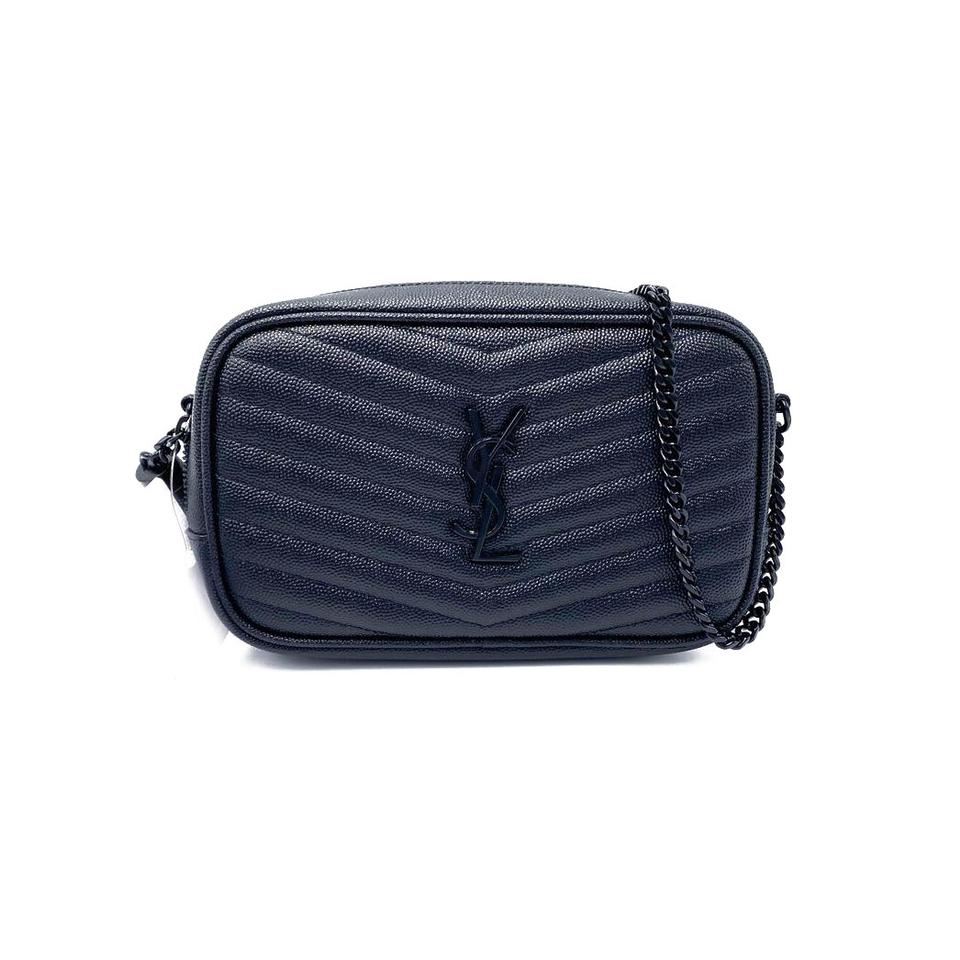 Saint Laurent Lou Monogram Camera Mini Black Leather Cross Body Bag