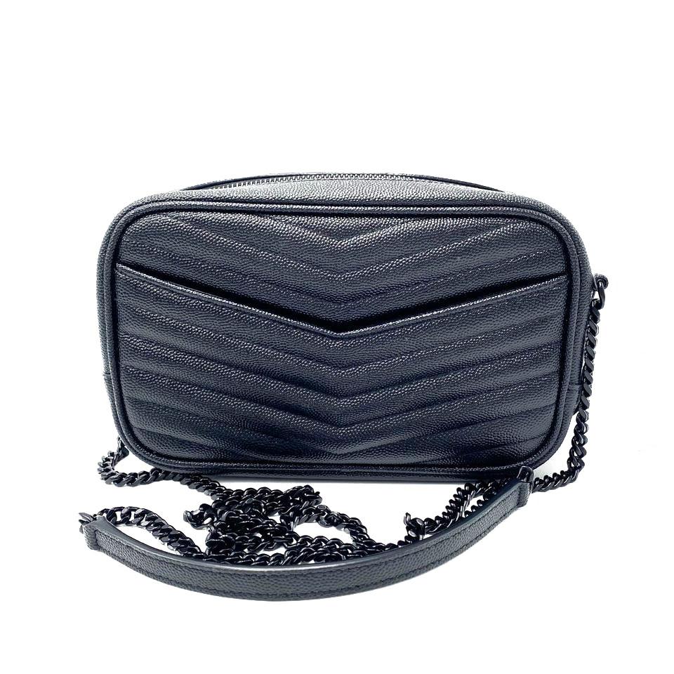 Saint Laurent Lou Monogram Camera Mini Black Leather Cross Body Bag