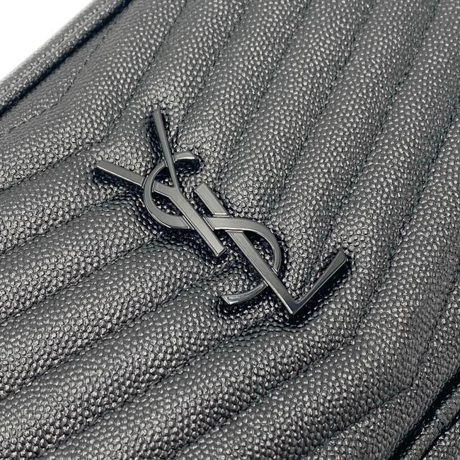 Saint Laurent Lou Monogram Camera Mini Black Leather Cross Body Bag