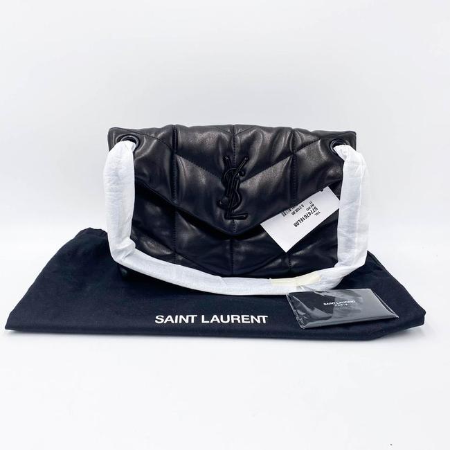 Saint Laurent Lou Small Puffer Lambskin Flap-top Hardware Bhw Black Leather Shoulder Bag
