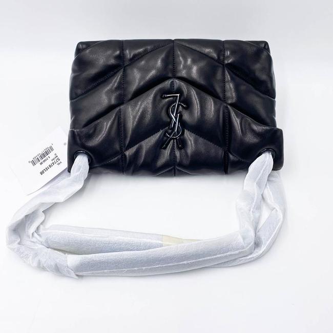 Saint Laurent Lou Small Puffer Lambskin Flap-top Hardware Bhw Black Leather Shoulder Bag