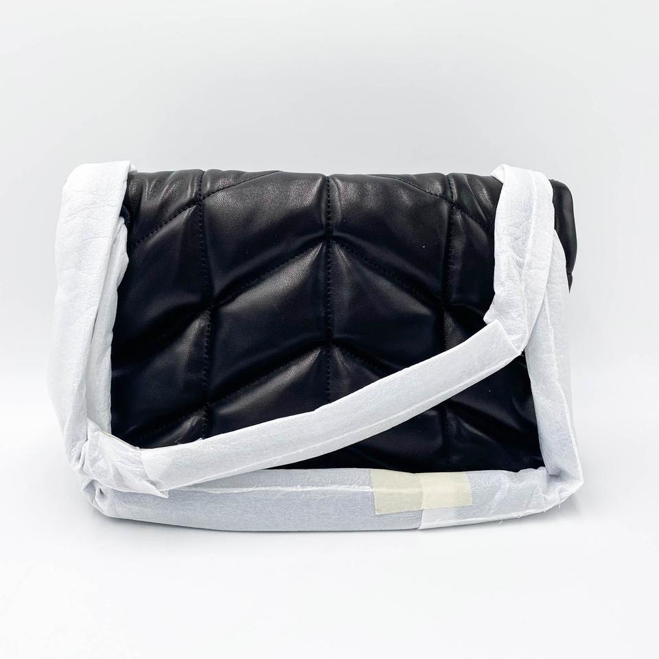 Saint Laurent Lou Small Puffer Lambskin Flap-top Hardware Bhw Black Leather Shoulder Bag