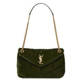 Saint Laurent Lou Small Quilted Puffer 2021 Green Velvet Shoulder Bag