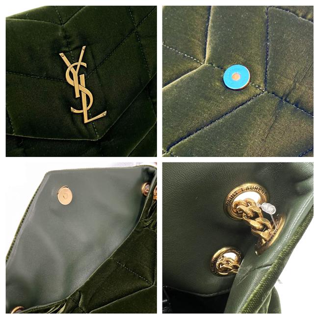 Saint Laurent Lou Small Quilted Puffer 2021 Green Velvet Shoulder Bag