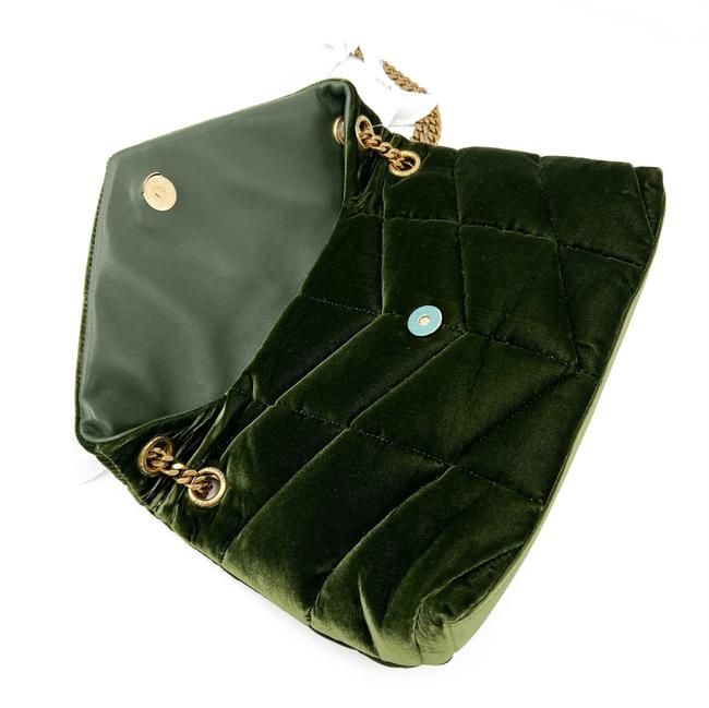 Saint Laurent Lou Small Quilted Puffer 2021 Green Velvet Shoulder Bag