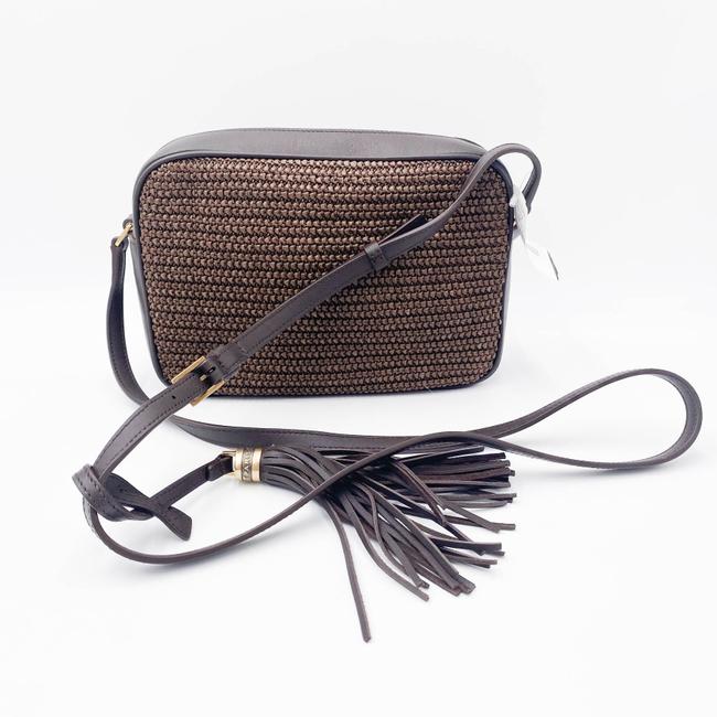 Saint Laurent Loulou Camera Lou Medium Ysl Monogram Raffia Brown Leather Shoulder Bag