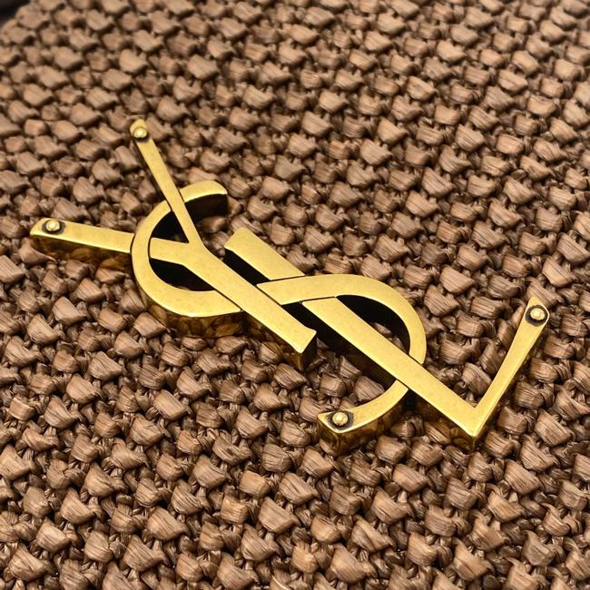 Saint Laurent Loulou Camera Lou Medium Ysl Monogram Raffia Brown Leather Shoulder Bag