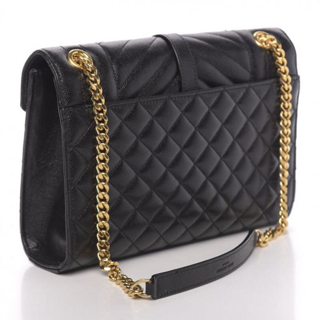 Saint Laurent Medium Envelope Monogram Matelasse Black Leather Shoulder Bag