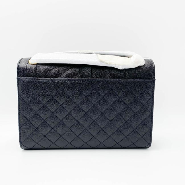 Saint Laurent Medium Envelope Monogram Matelasse Black Leather Shoulder Bag