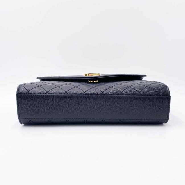 Saint Laurent Medium Envelope Monogram Matelasse Black Leather Shoulder Bag