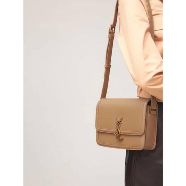 Saint Laurent Medium Solferino Monogram Beige Leather Shoulder Bag