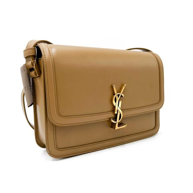 Saint Laurent Medium Solferino Monogram Beige Leather Shoulder Bag
