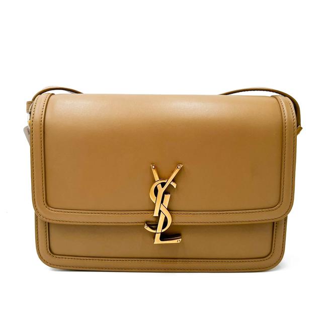 Saint Laurent Medium Solferino Monogram Beige Leather Shoulder Bag
