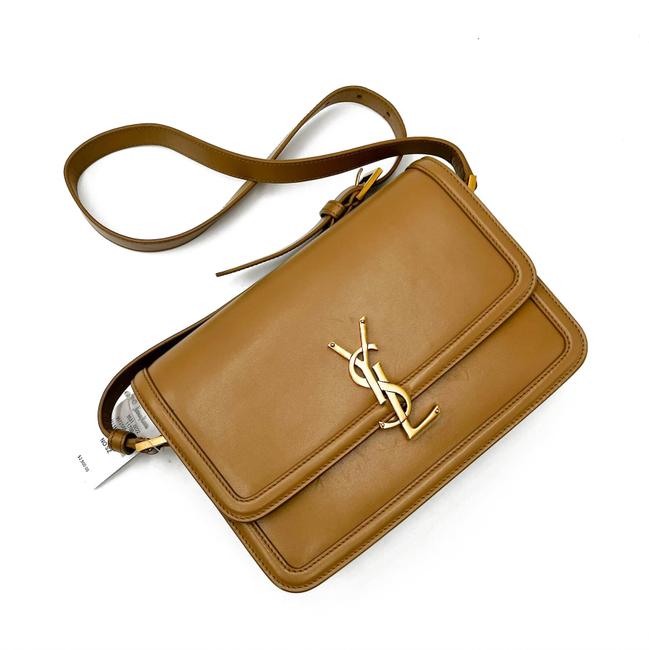 Saint Laurent Medium Solferino Monogram Beige Leather Shoulder Bag