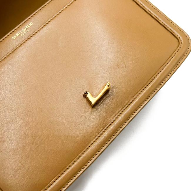 Saint Laurent Medium Solferino Monogram Beige Leather Shoulder Bag