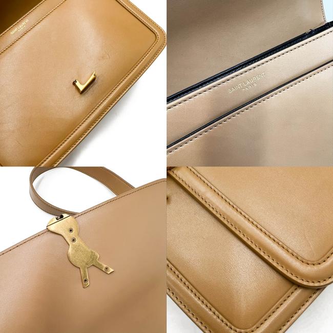 Saint Laurent Medium Solferino Monogram Beige Leather Shoulder Bag
