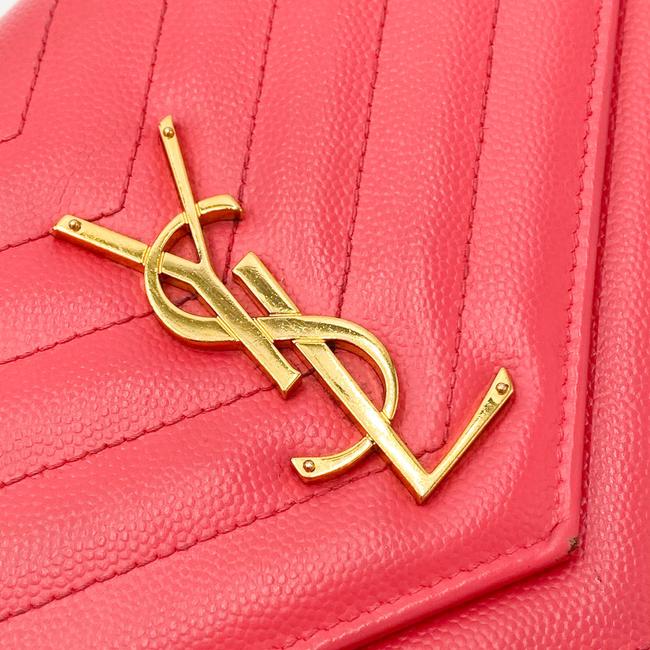 Saint Laurent Medium Wallet On A Chain Ghw Monogram Pink Leather Shoulder Bag