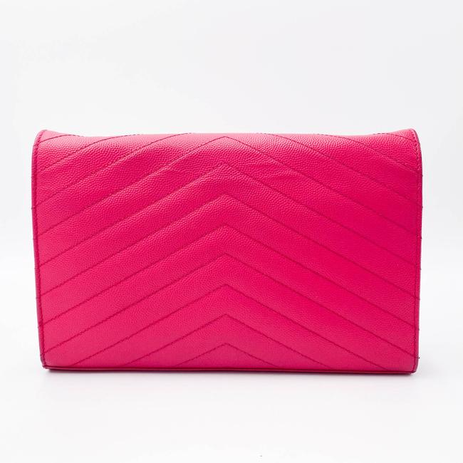 Saint Laurent Medium Wallet On A Chain Ghw Monogram Pink Leather Shoulder Bag