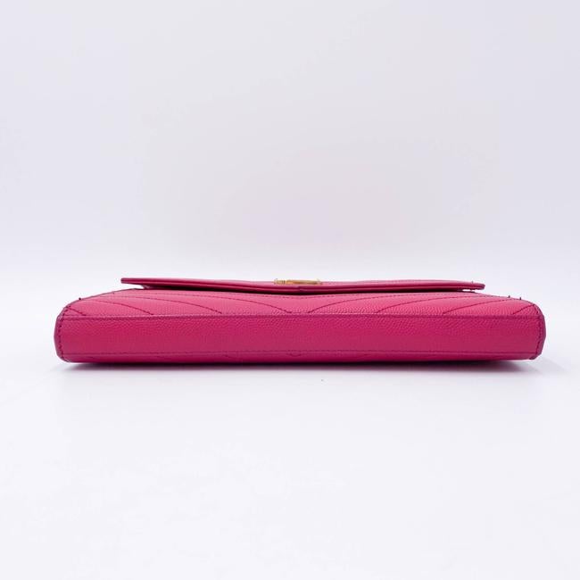Saint Laurent Medium Wallet On A Chain Ghw Monogram Pink Leather Shoulder Bag