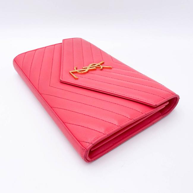 Saint Laurent Medium Wallet On A Chain Ghw Monogram Pink Leather Shoulder Bag