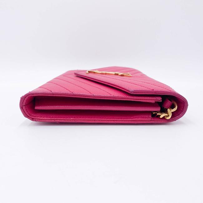 Saint Laurent Medium Wallet On A Chain Ghw Monogram Pink Leather Shoulder Bag