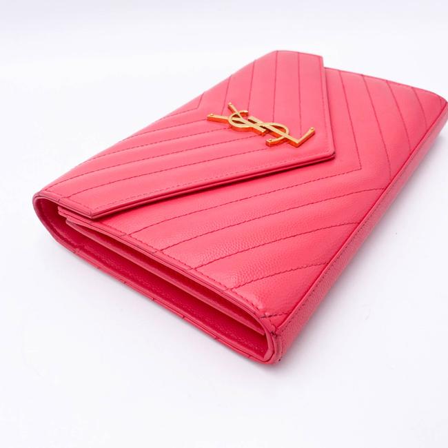 Saint Laurent Medium Wallet On A Chain Ghw Monogram Pink Leather Shoulder Bag