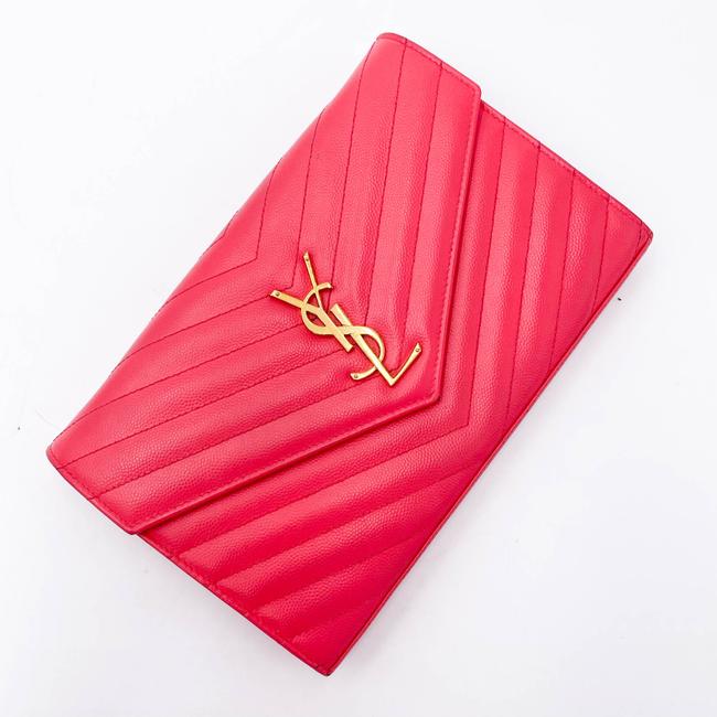 Saint Laurent Medium Wallet On A Chain Ghw Monogram Pink Leather Shoulder Bag