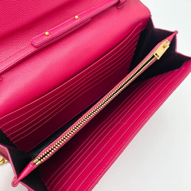 Saint Laurent Medium Wallet On A Chain Ghw Monogram Pink Leather Shoulder Bag
