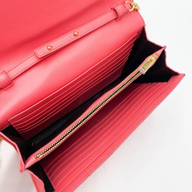 Saint Laurent Medium Wallet On A Chain Ghw Monogram Pink Leather Shoulder Bag
