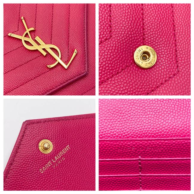Saint Laurent Medium Wallet On A Chain Ghw Monogram Pink Leather Shoulder Bag