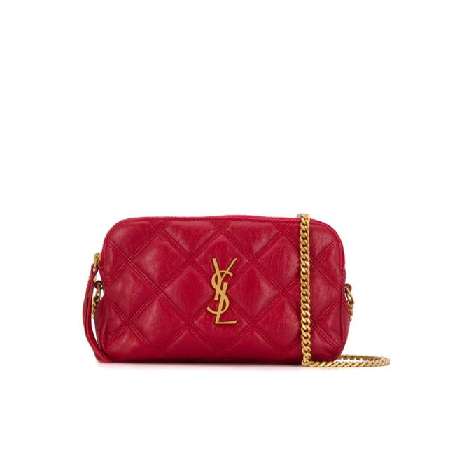 Saint Laurent Mini Becky Quilted Red Leather Cross Body Bag