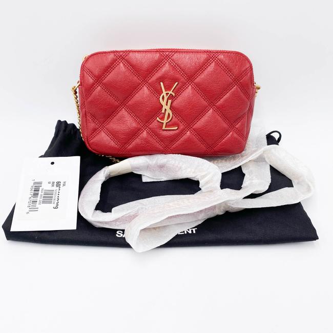 Saint Laurent Mini Becky Quilted Red Leather Cross Body Bag