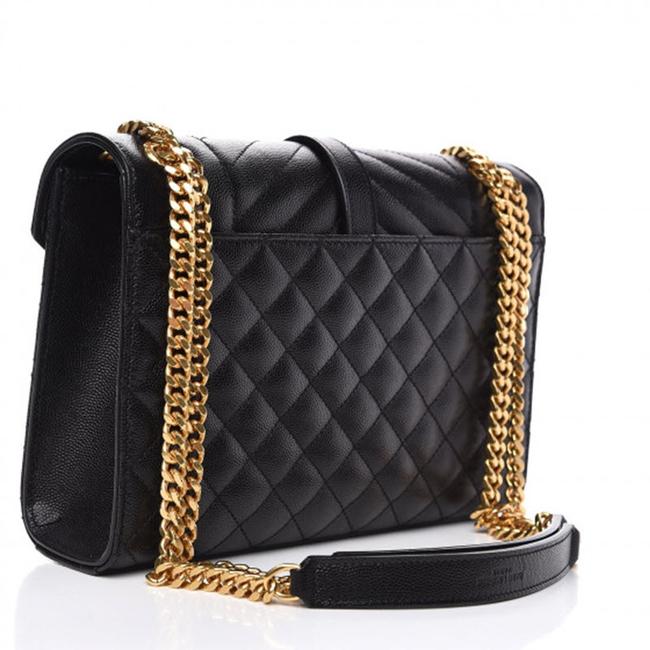 Saint Laurent Monogram 2020 Envelope Medium Triquilt Ghw Gold Black Leather Shoulder Bag
