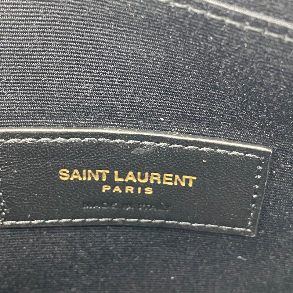 Saint Laurent Monogram Bill Pouch In Tortoiseshell Brown Patent Leather Clutch