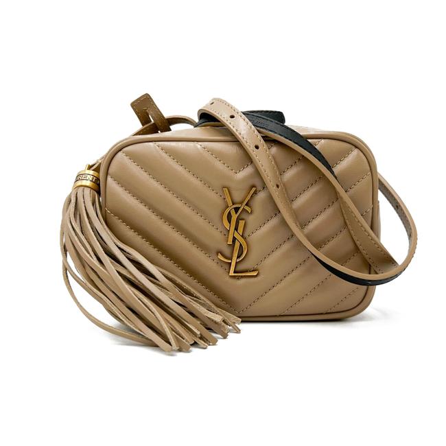 Saint Laurent Monogram Camera Belt Lou Beige Calfskin Leather Cross Body Bag
