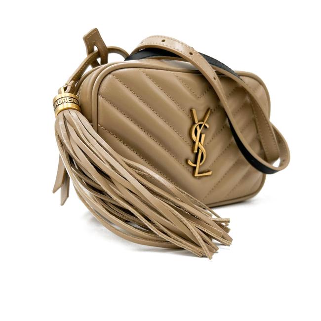 Saint Laurent Monogram Camera Belt Lou Beige Calfskin Leather Cross Body Bag