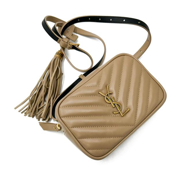 Saint Laurent Monogram Camera Belt Lou Beige Calfskin Leather Cross Body Bag