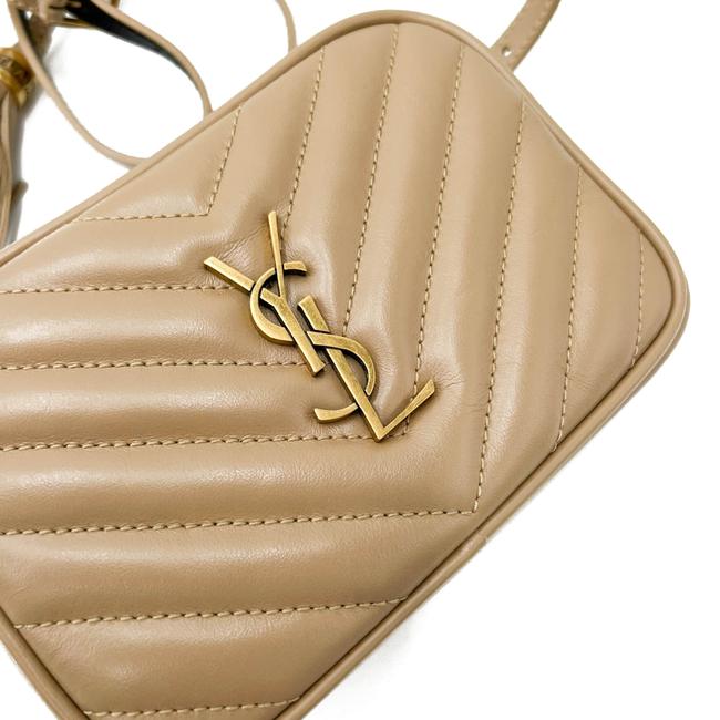 Saint Laurent Monogram Camera Belt Lou Beige Calfskin Leather Cross Body Bag