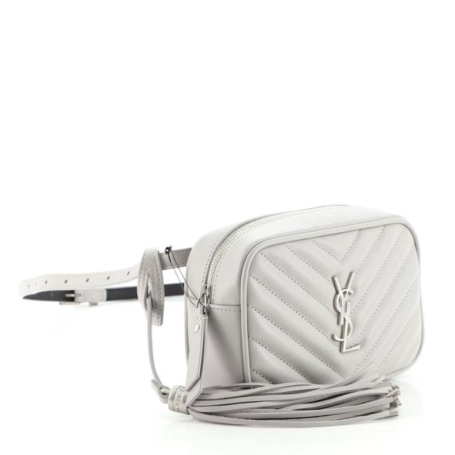 Saint Laurent Monogram Camera Belt Lou Grey Calfskin Leather Cross Body Bag