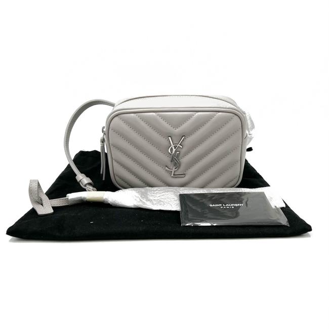 Saint Laurent Monogram Camera Belt Lou Grey Calfskin Leather Cross Body Bag