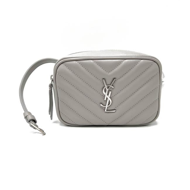 Saint Laurent Monogram Camera Belt Lou Grey Calfskin Leather Cross Body Bag
