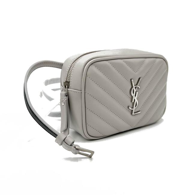 Saint Laurent Monogram Camera Belt Lou Grey Calfskin Leather Cross Body Bag