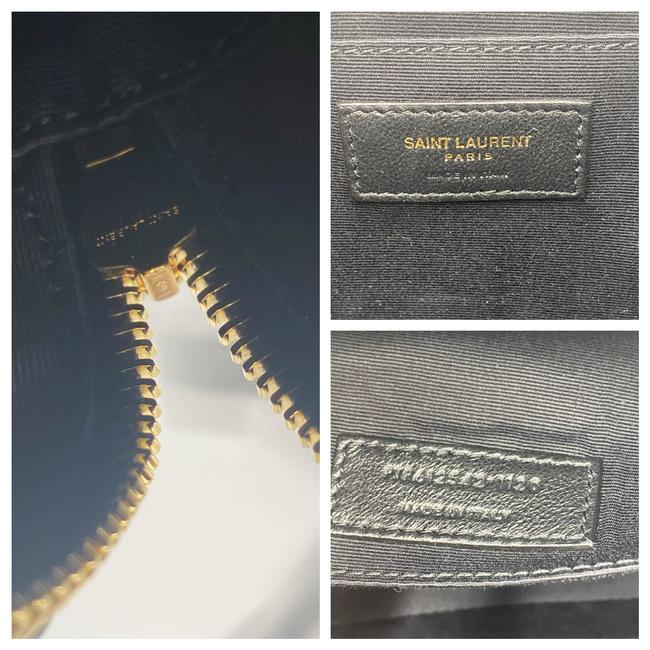 Saint Laurent Monogram Camera Lou Medium Animal-print Raffia Ysl Black Leather Cross Body Bag