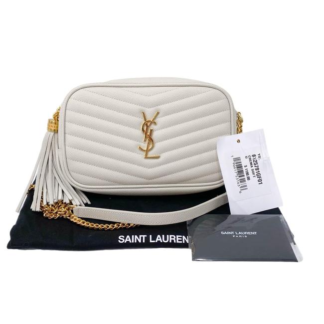 Saint Laurent Monogram Camera Lou Mini Cream White Leather Cross Body Bag