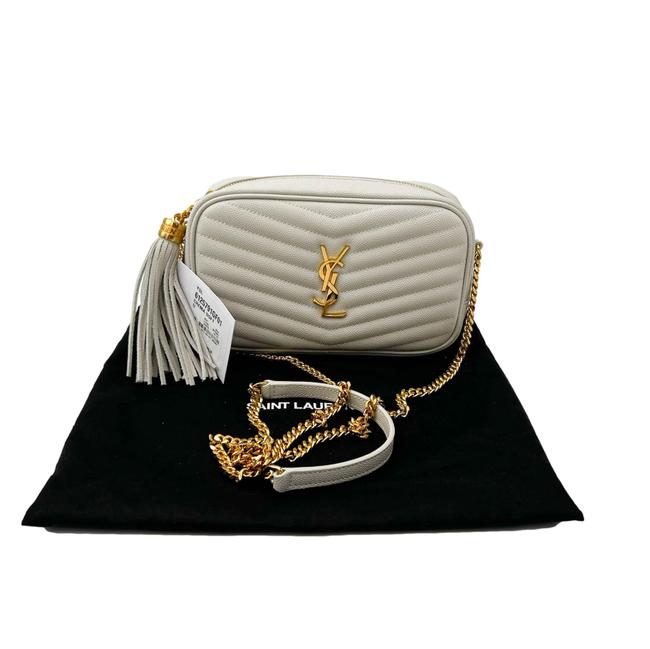 Saint Laurent Monogram Camera Lou Mini Cream White Leather Cross Body Bag