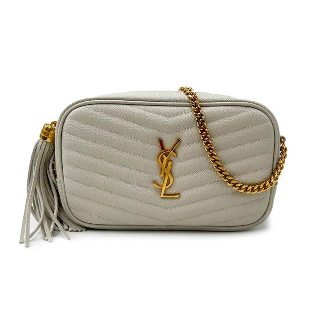 Saint Laurent Monogram Camera Lou Mini Cream White Leather Cross Body Bag