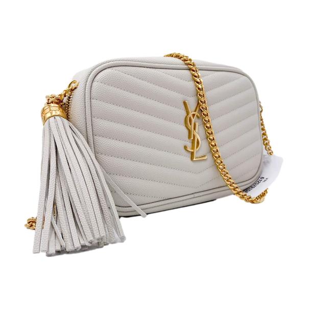 Saint Laurent Monogram Camera Lou Mini Cream White Leather Cross Body Bag