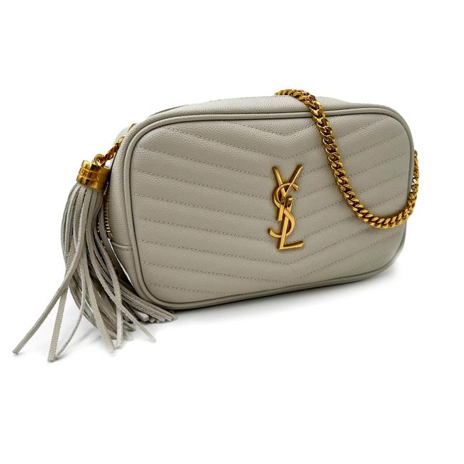 Saint Laurent Monogram Camera Lou Mini Cream White Leather Cross Body Bag