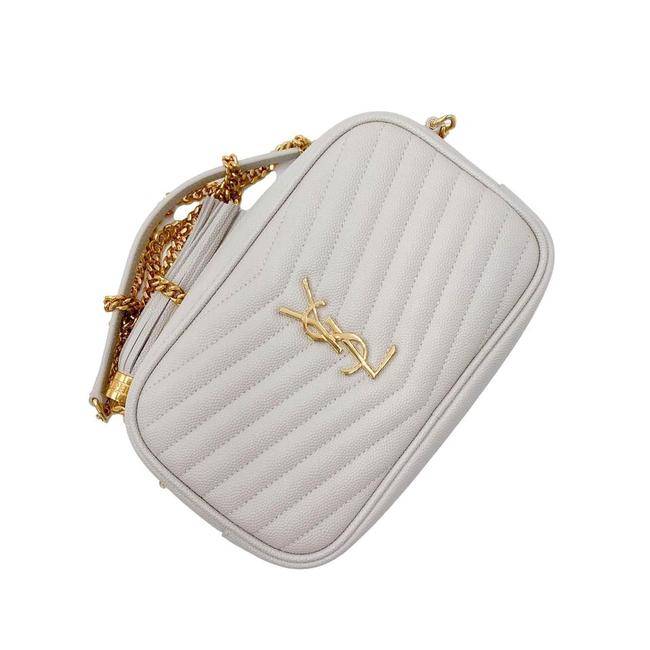 Saint Laurent Monogram Camera Lou Mini Cream White Leather Cross Body Bag